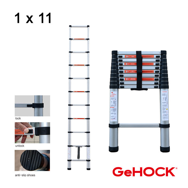 Τηλεσκοπική Σκάλα Αλουμινίου 11 Σκαλιών GeHOCK
