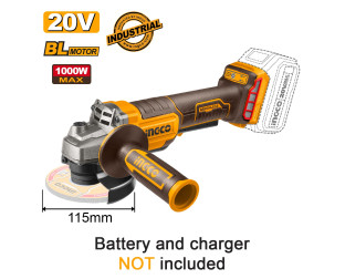 Γωνιακός Τροχός Μπαταρίας 115mm 20V Li-Ion (διακόπτη σκανδάλης στην λαβή)