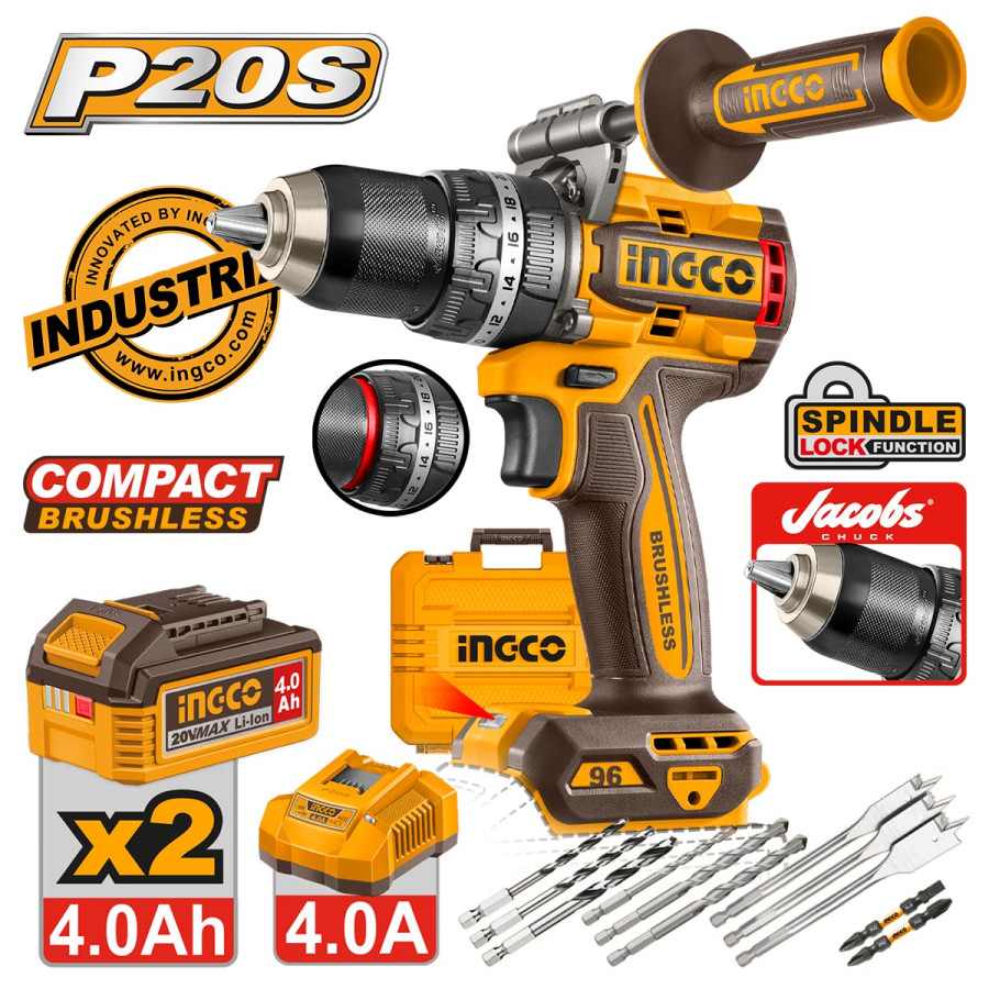 Κρουστικό Δραπανοκατσάβιδο Compact Μπαταρίας 20V Li-Ion 96Nm με Jacobs Τσοκ
