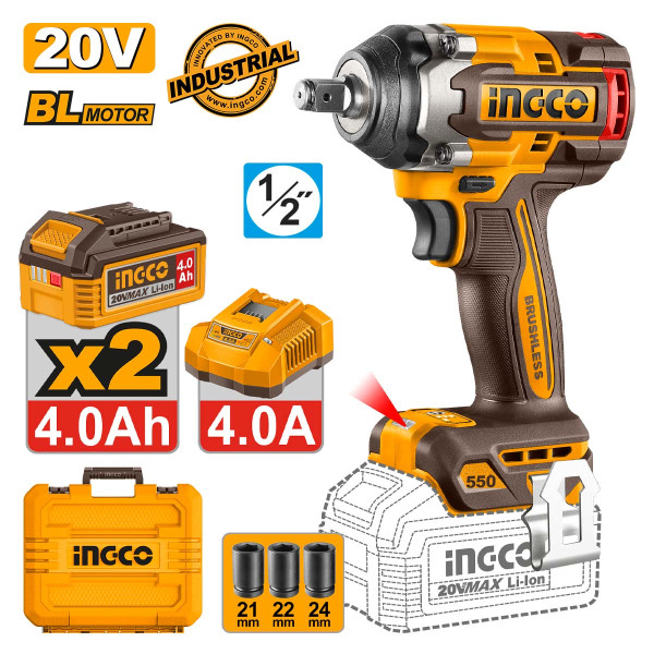 Μπουλονόκλειδο Κρουστικό Μπαταρίας 20V Li-Ion 550-700Nm με AI