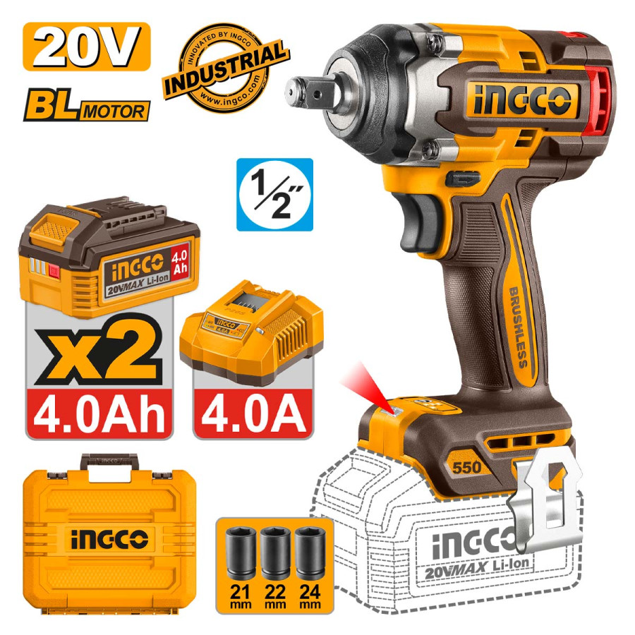Μπουλονόκλειδο Κρουστικό Μπαταρίας 20V Li-Ion 550-700Nm με AI