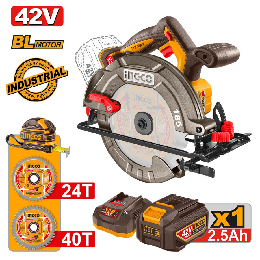 Δισκοπρίονο Μπαταρίας 42V Li-Ion Φ 185mm